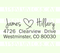 Handwriting Name Heart Return Address  custom return address rubber stamp great for stationary, weddings, invitations.