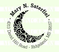 Crescent Moon Custom Return Address custom return address rubber stamp great for stationary, weddings, invitations.