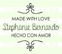 Made With Love  Spanish Hecho Con Amor  self inking and great for cards, gifts, and crafts.