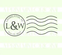 Personalized Rustic Cancellation Stamp- Initials and Date stamp custom return address self inking stamp great for stationary, cards, invitations.