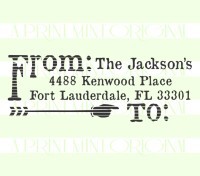 Return Address Stamp, Distressed Arrow  stamp custom return address self inking stamp great for stationary, cards, invitations.