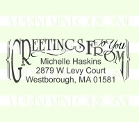 Custom Return Address Stamp, Greeting To You stamp custom return address self inking stamp great for stationary, cards, invitations.