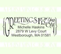 Custom Return Address Stamp, Greeting To You custom return address rubber stamp great for stationary, weddings, invitations.