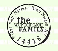 Custom Round Return Address - Family Name stamp custom return address self inking stamp great for stationary, cards, invitations.