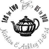 Custom Wedding Stamp Round-Tea Pot custom return address rubber stamp great for stationary, weddings, invitations.