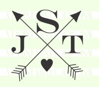 Crossed Arrow Wedding Monogram Initials custom return address rubber stamp great for stationary, weddings, invitations.