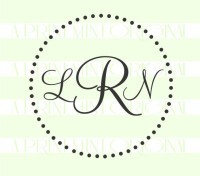 Simple Round Monogram Doted Initials  custom return address rubber stamp great for stationary, weddings, invitations.