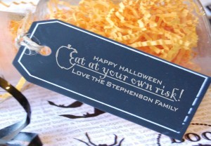 Custom Halloween Gift Tag, Treat Label rubber stamps great for cards, gifts, and crafts.