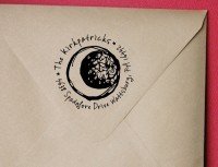 Crescent Moon Custom Address Stamp, Moon  custom return address rubber stamp great for stationary, weddings, invitations.