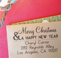 Merry Christmas and New Year Address  stamp custom return address self inking stamp great for stationary, cards, invitations.
