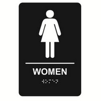 Women 6” x 9” economy braille signs. Produced with standard designs these ADA signs are an economical way to achieve ADA compliance.