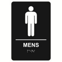 Mens 6” x 9” economy braille signs. Produced with standard designs these ADA signs are an economical way to achieve ADA compliance.