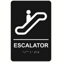 Escalator economy braille signs. Produced with standard designs these ADA signs are an economical way to achieve ADA compliance.