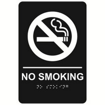 No Smoking economy braille signs. Produced with standard designs these ADA signs are an economical way to achieve ADA compliance.