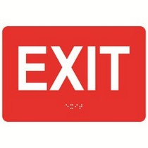 Exit 9″ x 6″ economy braille signs. Produced with standard designs these ADA signs are an economical way to achieve ADA compliance.