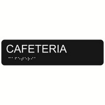 Cafeteria 2″ x 8″ economy braille signs. Produced with standard designs these ADA signs are an economical way to achieve ADA compliance.