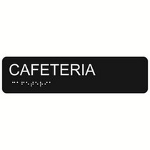 Cafeteria 2″ x 8″ economy braille signs. Produced with standard designs these ADA signs are an economical way to achieve ADA compliance.