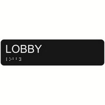 Lobby 2″ x 8″ economy braille signs. Produced with standard designs these ADA signs are an economical way to achieve ADA compliance.