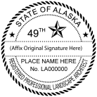 Alaska Professional Landscape Architect Seal traditional rubber stamp to state laws. For Professional Architect and Engineer stamps.