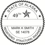Alaska Professional Structural Engineer Seal Self-inking Stamp conforms to state  laws. For Professional Architect and Engineer stamps.