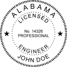 Alabama Professional Engineer Seal traditional rubber stamp to state laws. For Professional Architect and Engineer stamps.