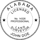 Alabama Land Surveyor Seal traditional rubber stamp to state laws. For Professional Architect and Engineer stamps.