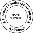 Order here today at Salt Lake Stamp. Arkansas Licensed  Landscape Architect Seal stamps are conformed to states specifications