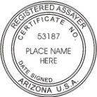 Arizona Registered Assayer Seal traditional rubber stamp to state laws. For Professional Architect and Engineer stamps.