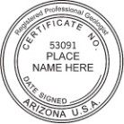 Arizona Registered Land Surveyor Seal  pre-inked Xstamper conforms to state  laws. For Professional Architect and Engineer stamps.