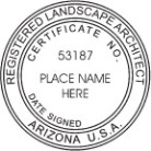 Arizona Registered Landscape Architect traditional rubber stamp to state laws. For Professional Architect and Engineer stamps.