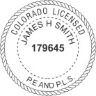 Colorado Engineer Seal & Land Surveyor Seal traditional rubber stamp to state laws.For Professional Architect and Engineer stamps.