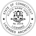 Connecticut Licensed Architect Seal traditional rubber stamp to state laws. For Professional Architect and Engineer stamps.