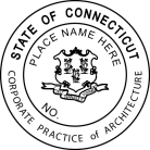 Connecticut Corporate Architect Seal   pre-inked X-Stamper conforms to state  laws. For Professional Architect and Engineer stamps.