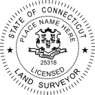 Connecticut Land Surveyor Seal traditional rubber stamp to state laws. For Professional Architect and Engineer stamps.