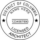 District of Columbia Architect  Seal pre-inked X-Stamper conforms to state  laws. For Professional Architect and Engineer stamps.