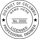 District of Columbia Professional Engineer Seal  Trodat Self-inking  Stamp conforms to state  laws. For Professional Architect and Engineer stamps.