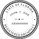 Florida Registered Architect Seal Personal embosser conforms  to state  laws. For Professional Architect and Engineers.