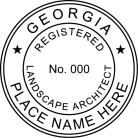 Georgia Landscape Architect Seal traditional rubber stamp to state laws. For Professional Architect and Engineer stamps.