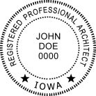 Iowa Professional Architect Seal Traditional rubber stamp guaranteed to last.