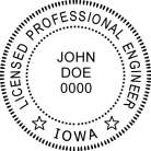 Iowa Professional Engineer Seal Pre inked X-stamper stamp conforms to state  laws.  High Quality Product.