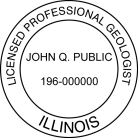 Illinois Professional Geologist Seal  traditional rubber stamp conforms to state laws. For Professional Architect and Engineer stamps.