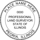 Illinois Professional Land Surveyor Seal Seal pre-inked Xstamper conforms to state  laws. For Professional Architect and Engineer stamps.