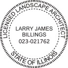 Illinois Licensed Landscape Architect Seal  Seal traditional rubber stamp conforms to state laws. For Professional Architect and Engineer stamps.