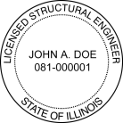 Illinois Licensed Structural Engineer Seal Seal pre-inked X-Stamper conforms to state  laws. For Professional Architect and Engineer stamps.