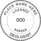 Kansas Geologist Seal Traditional rubber stamp conforms to Kansas laws. High Quality.