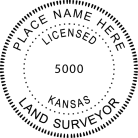 Kansas Land Surveyor Seal  Traditional rubber stamp conforms to Kansas  laws. For Professional Architect and Engineer stamps. High Quality