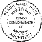 Kentucky Professional Architect Seal  Trodat Self-inking  Stamp conforms to state  laws. For Professional Architect and Engineer stamps.