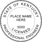 Kentucky Professional Engineer Seal traditional rubber stamp to state laws. For Professional Architect and Engineer stamps.