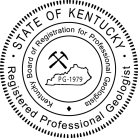 Kentucky Registered Geologist Seal traditional rubber stamp to state laws. For Professional Architect and Engineer stamps.