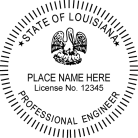 Louisiana Engineer Seal Trodat Self-inking  Stamp conforms to state  laws. For Professional Architect and Engineer stamps.